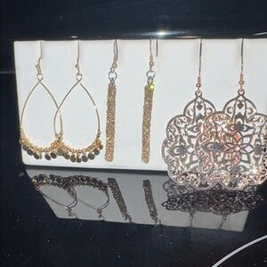 Elegant Gold and Silver Earrings Set